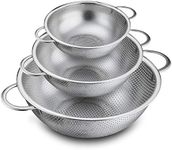 P&P CHEF Colander Set of 3, Stainless Steel Micro-Perforated Colanders Strainers for Draining Rinsing Washing, Ideal for Pasta Vegetables Fruits, Heavy Duty & Dishwasher Safe - 1/3/5 Quart