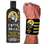 Muscleape Liquid Chalk 500ml with Wrist Wraps| Liquid Chalk for Dry Steel Like Grip| 20" Lenght 3" Widht Wrist Wraps .for Powerlifters, Bodybuilders & All Strength Athletes