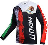 MENUTT Men's Mountain Bike Jersey Long Sleeve MTB Off-Road Mexico Jersey Downhill&Motocross Shirts, Black/Red, Medium