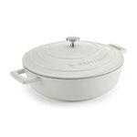 MasterClass Shallow Casserole Dish with Lid, Hob to Oven to Table Casserole Pan, Ultra Lightweight, Optimum Heat Conduction, 4L, Cream