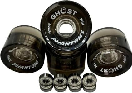 GHOST BOARDS Jelly Phantoms 70mm 78A Long Board Wheels with ABEC-7 Bearings for Smooth Cruising - Skateboard Wheels Provide Grip & Speed - Ghost Wheels Built for Tricks & Control (Black)