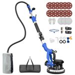 Protmex Drywall Sander -1000W Wall Sander with Vacuum Dust Collection and LED Light 6 Speed 800-2200RPM 15Pcs Sanding Discs Foldable Extendable Electric Sanding Machine for Walls Popcorn Ceiling,Blue