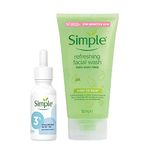 Simple Booster Serum 3% Hyaluronic Acid + B5 For Deep Hydration, 30 ml+ Kind To Skin Refreshing Facial Wash 150 ml