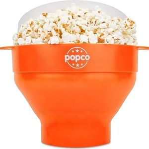 The Original Popco Silicone Microwave Popcorn Popper with Handles, Silicone Popcorn Maker, Collapsible Bowl Bpa Free and Dishwasher Safe - 15 Colors Available (Orange)