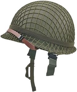 WWII US Army M1 Helmet, WW2 Gear, WW2 Helmet Metal Steel Shell Replica with Net/Canvas Chin Strap/Cat Eye Band