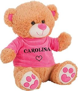 PELUCHILANDIA Osito Peluche Personalizado con Nombre Osos de Peluche con Camiseta Terciopelo en Rosa o Azul Regalo Amiga Cumpleaños Regalo día de la Madre