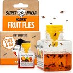Super Ninja Fruit Fly Trap - 2 pack, Highly Effective Fruit Fly Killer for Home & Kitchen, Up to 3 Weeks of Performance per Bottle, Child & Pet Friendly