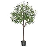 LOMOHOO Artificial Olive Tree 4Ft/120cm Tall Fake Potted Olive Silk Tree Fake Plants Large Faux Olive Branches and Fruits Artificial Tree for Home Office Indoor Outdoor Decor