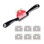 9” Spokeshave Woodworking Hand Tool Hand Planer for Wood Adjustable Spoke Shave Set with 6Pcs Replacement Blades for Wood Craft