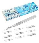 Scalpel Sterile Blades #10 10pcs Sterile Individually Foil Wrapped, with #3 Scalpel Knife Handle for Biology Lab Anatomy, Practicing Cutting, Medical Student, Sculpting, Repairing