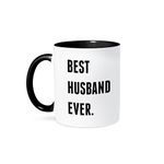 3dRose Best Husband Ever, Lettering Background-Two Tone Mug, Ceramic, Black/White, 10.16 x 7.62 x 9.52 cm