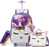 Meetbelify Rolling Backpack for Girls Backpacks with Wheels for Elementary Students Kids Wheels Backpacks, 05 Unicorn