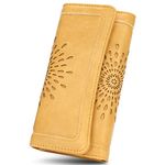 APHISON Womens Wallet RFID Blocking PU Leather Clutch Long Wallet for Women Card Holder Ladies Phone Purse YELLOW