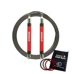 MOGOLD Speed Jump Rope For Man&Women-Ball Bearing Design-Length Adjustable-360 Degree Spin-Silicone Grip Skipping Rope with 4 Speed Ropes for Fitness Workout Crossfit & Home Exercises