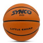 Synco Little Champ OG Basketball | Junior Size for Children | Premium Rubber Kids Ball | for Indoor/Outdoor Play | Size -1 for Kids 2/3/5/7 + Years Old (Orange)