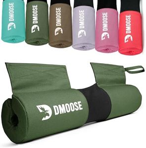 DMoose Fitness Barbell Pad for Hip Thrust, Squat & Lunges - Non-Slip Thick Foam Cushion for Neck and Back Support with Two Straps - Hip Thrust Pad for Leg Day - Fits All Olympic Bars (Military Green)