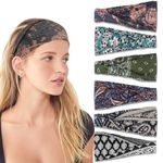 IVARYSS Headbands for Women, Non-Slip, Premium Stretchy Head Bands Hair Accessories,Wear for Yoga, Fashion, Working Out, Travel or Running, 6 Pack, Boho