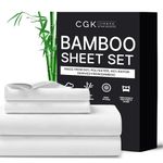 CGK Unlimited Queen Size Bamboo Sheets - Cooling and Breathable Sheets - 40% Bamboo & 60% Polyester Sheet Set for Hot Sleepers to Stay Cool, Fits Queen Sized Bed (Queen, White)