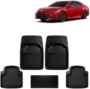 KINGSWAY Accessories Premium 5 Pcs PVC Car Floor Mat Compatible with Toyota Camry Year 2025 Onwards, Waterproof, Anti Slip, All Weather Protection, Easy to Clean Car Foot Mats, Black 3G