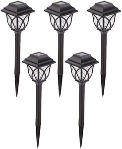 Drumstone { Limited Stock 15 Years Warranty ) Solar Pathway Lights Outdoor 5 Pack LED Lamps Solar Powered Garden Lights Landscape Path Light for Patio Lawn Yard Walkway Driveway - Warm White