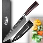 GoFire Chef Kitchen Knife 8 Inch Ultra Sharp Chef Knife with Blade High Carbon Stainless Steel Chopping Knife Carving Knife with Pakkawood Handle with Gift Box