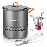 Odoland Camping Cookware Set, Outdoor Cooking Utensils Pots with Burner and Stove Foldable Cookware for Hiking, Trekking, Fishing and Backpacking