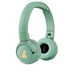 POGS Bluetooth wireless kids headphones | The Gecko 2 | Adjustable, foldable, durable headphones for kids 3+ | Volume limited 85 dB | Microphone | On-Ear | Wireless music-sharing function (rGreen)