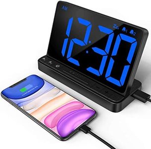 NOKLEAD Reloj Despertador Digital - Reloj Digital Sobremesa con 5 Sonidos de Alarma, Brillo Ajustable, Reloj Digital con Cargador USB, Pantalla LED Grande de 6.5 ", repetición y 12/24 Horas
