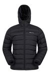 Mountain Warehouse Season Mens Padded Jacket - Water Resistant Jacket, Lightweight, Warm, Lab Tested to -30C, Microfibre Filler - for Travelling, Walking Black XXS