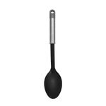 Fackelmann MODE Serving Spoon, Cooking Spoon, PBT Plastic Non-Stick Function Head & Stainless Steel Handle with Hanging Loop, 33 x 7.2 x 2.5 cm, Black, Grey & Silver