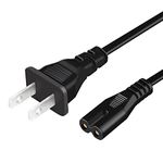 TV Power Cord, 2 Prong AC Wall Plug 2-Slot Power Cable for Samsung LG TCL Sony Apple LED LCD Insignia Sharp Toshiba JVC Hisense Electronics (3.3FT (1M))