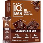 IQBAR Brain + Body Protein Bars, Chocolate Sea Salt, Keto, Vegan, Paleo Friendly, Low Sugar, Low Net Carb, High Fiber, Gluten Free, No Sugar Alcohols, 12 Count