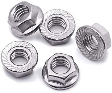 M4 Serrated Flange Hex Lock Nuts, Bright Finish，304 Stainless Steel 18-8, Pack of 50