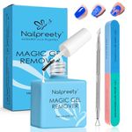 15ml Gel Nail Polish Remover, Gel Remover, Gel Polish Remover, Builder Gel Remover, Peel Off In 3-5 Minutes, Quick & Easy Removes Nail Gel, Acrylic Remover Kit, Included Cuticle Pusher and Tools File