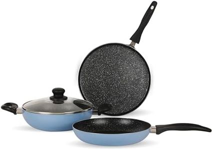 Fackelmann Cologne cookware Sets, 4 Pcs Gift Pack | Induction | 28 CM Tawa for Roti/Dosa, 24 CM Frying Pan, 28 CM/2.5 Liter Nonstick Kadai, Glass Lid| 3 Layer Non Stick Greblon Coating