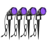 ZUCKEO Halloween Blacklights Outdoor Spotlight LED Spot Black Lights with US Plug, 15W IP66 Landscape Blacklight Fixtures for Glow Dance Party Body Paint Fluorescent Poster(4Pack)