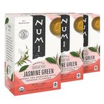 Numi Organic Tea Jasmine Green, Full Leaf Green Tea, 18 Count Tea Bags (Pack of 3)