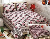 Fresh From Loom Polycotton Reversable 500 TC Heavy Bedsheet Cum Bed Spread for Double Size - 90 x 100 inch Maroon with 2 Pillow Covers