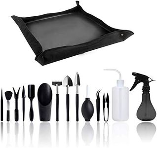 WingFly Ensemble d'outils de Jardin, Mini Ensemble d'outils de Jardin Intérieur, Ensemble Complet d'outils, Adapté à la Plantation en Intérieur ou en Pot, Un Total de 15 pièces avec Tapis (Noir)