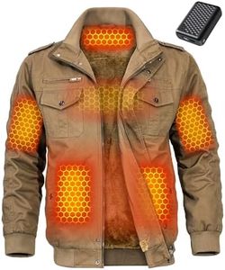 Wulcea Men Heated Jacket Battery Pack Included 12v Sherpa Fleece Lined Heating Camo Coat Warming Clothes Motorcycle Work Best Puffer Rechargeable USB Electric Graphene Apparel Sweater Sweatshirt Vest