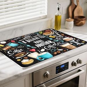 BSFHH Heat-Resistant Glass Stove Top Cover with Anti-Slip Rubber Coating – Electric Stove Protector, Scratch-Resistant, Expands Counter Space, Stylish Kitchen Decor (Coffee, 30" x 21")