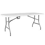 Home Vida Folding Table 6ft Heavy Duty Extra Strength Camping Buffet Wedding Market Garden Party Car Boot Stall Picnic Trestle Indoor Outdoor Foldaway Carry Handle