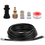 DERASL 30M High Pressure Washer Drain Hose Cleaning Kit - Compatible with Karcher K2-K7 and LAVOR Series, Includes Adapter