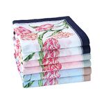 HOULIFE Ladies Handkerchiefs – Floral Handkerchieves Ladies, Hankerchief Womens Cotton, Premium 100% 60S Combed Cotton Colorful Flower Print Hankies for Wedding Party, 45x45cm/18x18’’, 6/12 Pieces