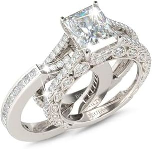 Jeulia Engagement Wedding Ring Set for Women 925 Silver 5.2 Carat Radiant Cut Cubic Zirconia Promise Anniversary Rings with Side Stones…