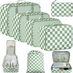 BAGAIL 8 Set Packing Cubes Luggage Packing Organizers for Travel Accessories-Matcha checkered