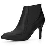 Allegra K Women Pointed Toe Stiletto High Heel Black Chelsea Booties 7 M US