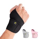 BRACOO Wrist Support Brace Fit Right & Left Hand, Adjustable Lightweight Wrist Support Strap for Gym, Weightlifting, Tendonitis, Carpal Tunnel Arthritis, Joint Pain Relief, WS10 (Black)