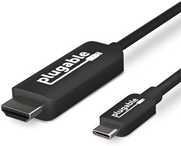 Plugable USB C to HDMI Cable 6ft - Connect USB-C, Thunderbolt 3, Thunderbolt 4 or USB4 Laptops to HDMI Displays up to 4K@60Hz - Compatible with Mac and Windows, HDMI 2.0, 1.8m