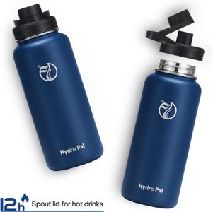 HydroPal Stainless Steel Vacuum Insulated Water Bottle – 2 Lids, 12/24hr Hot Cold, Multiple Sizes